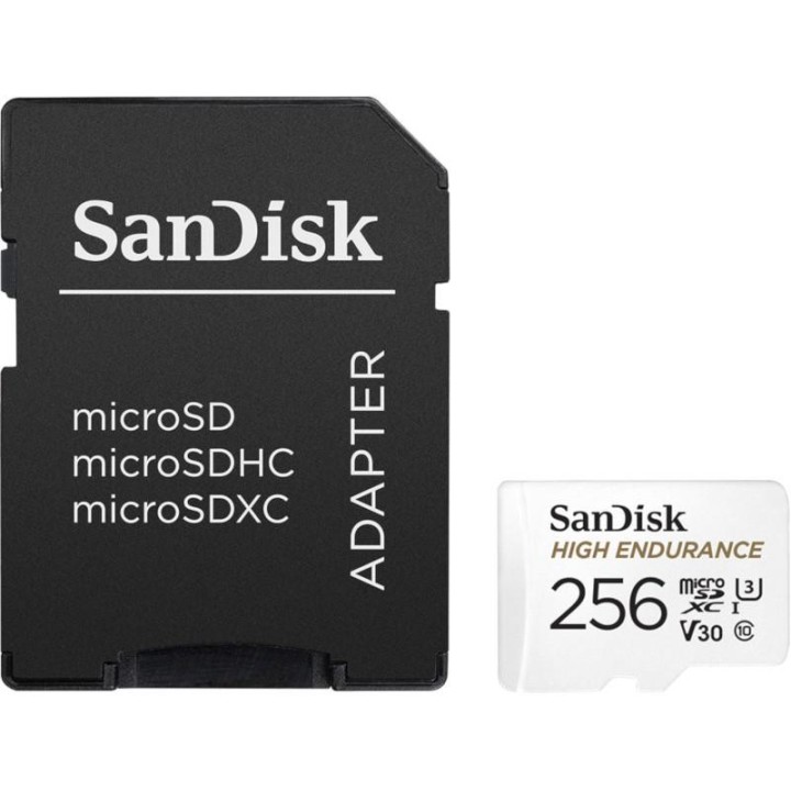KARTA SANDISK HIGH ENDURANCE microSDXC 256GB V30 z adapterem  (rejestratory i monitoring)