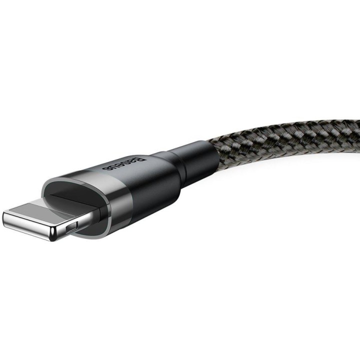 KABEL USB-A -* Lightning / iPhone Baseus Cafule CALKLF-CG1 200cm Apple 1.5A CZARNO-SZARY W OPLOCIE