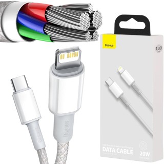 KABEL USB-C -* Lightning / iPhone Baseus Cafule CATLGD-02 1m 20W PD Quick Charging BIAŁY W OPLOCIE