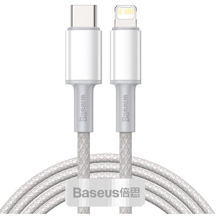 KABEL USB-C -* Lightning / iPhone Baseus Cafule CATLGD-A02 2m 20W PD Quick Charging BIAŁY W OPLOCIE