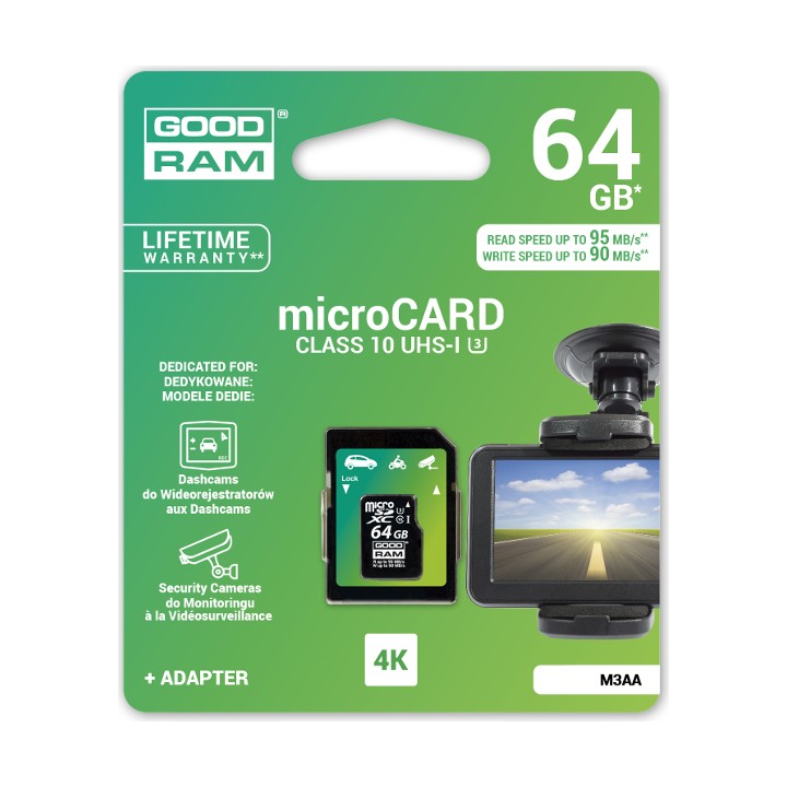 KARTA PAMIĘCI MICRO SD GOODRAM UHS1 CL10 U3 64GB + ADAPTER