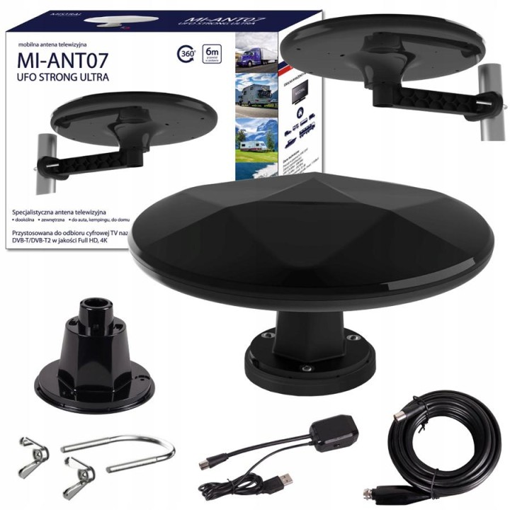 OUTLET_1: Antena DVB-T2 Mistral MI-ANT07 UFO - CZARNA