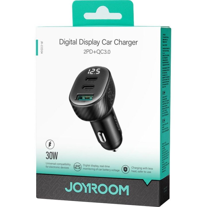 Ładowarka samochodowa Joyroom JR-CCD04 30W 4A 2x USB-C 1x USB-A PD QC 3.0