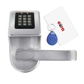KLAMKA EURA ELH-70B9/SILVER z czytnikiem kart RFID i zamkiem szyfr. srebrny