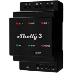 Shelly Pro 3 3-kanałowy przekaźnik na szynę DIN WIFI/LAN