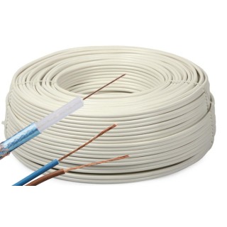 Przewód kabel koncentryczny z zasilaniem do CCTV BIAŁY K60+2x0,5mm2 GETFORT 100m