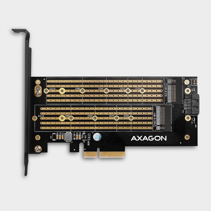 Adapter Axagon PCEM2-D PCIe NVME + SATA M.2