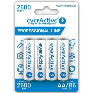 Akumulatorki AA / R6 Ni-MH everActive 2600mAh Professional Line (box 4 szt.)