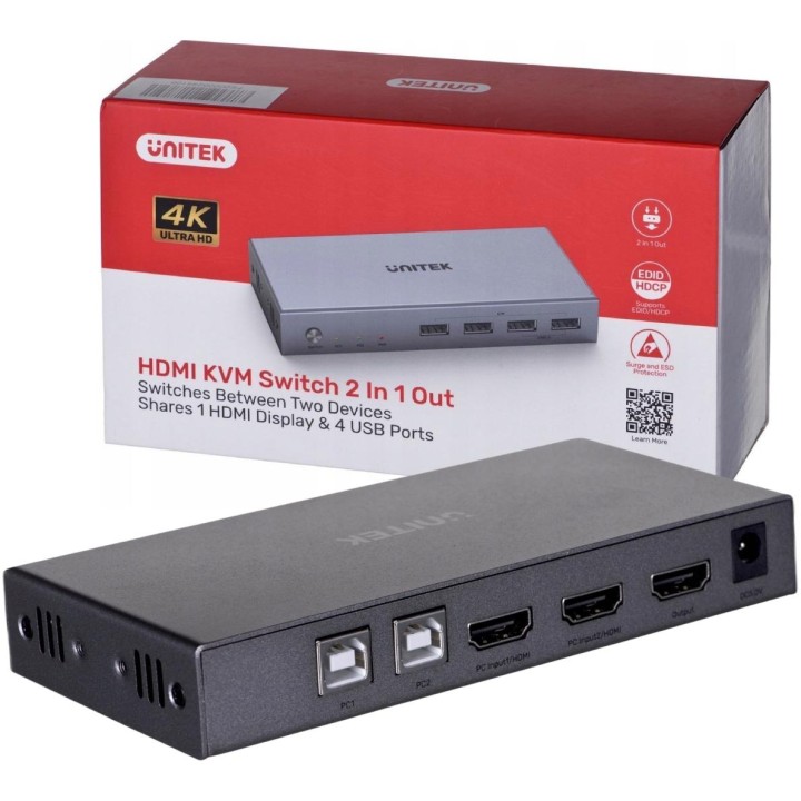 Przełącznik KVM Unitek V307A 4K HDMI 2.0 2w1