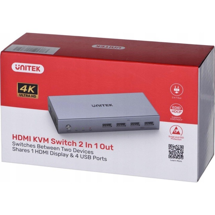 Przełącznik KVM Unitek V307A 4K HDMI 2.0 2w1