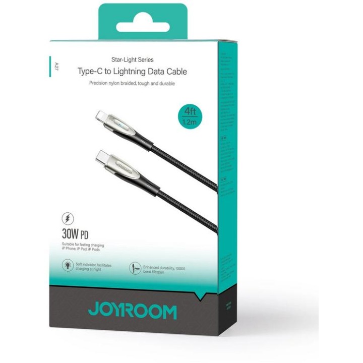 Kabel USB-C / Lightning Joyroom Star-Light Series SA27-CL3 120cm 30W w oplocie czarny