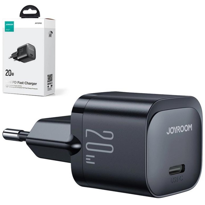 Mini ładowarka sieciowa Joyroom JR-TCF02 20W PD 3.0 QC 3.0 1x USB-C czarna