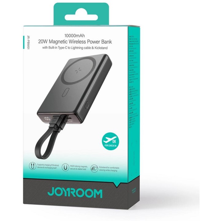 Powerbank Joyroom JR-PBM01 10000mAh 20W 1x USB-C 2x Lightning czarny + kabel