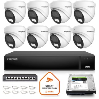 Zestaw do monitoringu IP Easycam 8 kamer z POE EC-IP-D8MP30DL-W 8MPx