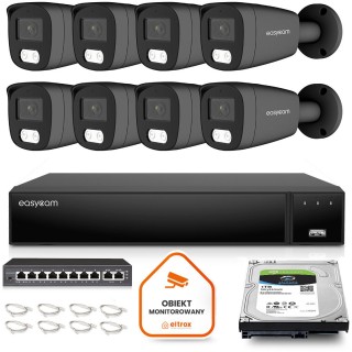 Zestaw do monitoringu IP Easycam 8 kamer z POE EC-IP-B8MP30DL-G 8MPx