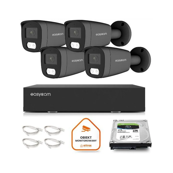 Zestaw do monitoringu IP Easycam 4 kamery z POE EC-IP-B8MP30DL-G 8MPx