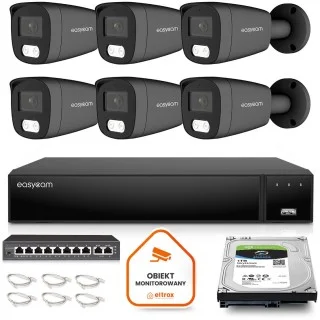 Zestaw do monitoringu IP Easycam 6 kamer z POE EC-IP-B5MP30DL-G 5MPx IR LED