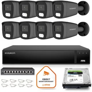 Zestaw do monitoringu IP Easycam 8 kamery z POE EC-IP-B5MP30DL-G 5MPx IR LED