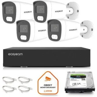 Zestaw do monitoringu IP Easycam 4 kamery z POE EC-IP-B8MP30DL-W 8MPx