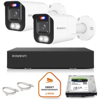 Zestaw monitoringu Easycam z 2 kamerami EC-IP-B5MP40DLT 5MPx z aktywnym odstraszaniem