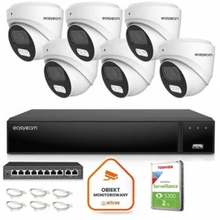 Zestaw do monitoringu IP Easycam 6 kamer z POE EC-IP-D5MP30DL-W 5MPx IR LED