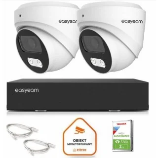 Zestaw do monitoringu IP Easycam 2 kamery z POE EC-IP-D5MP30DL-W 5MPx IR LED
