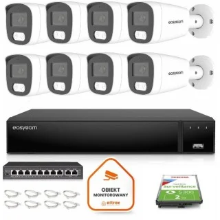 Zestaw do monitoringu IP Easycam 8 kamer z POE EC-IP-B5MP30DL-W 5MPx IR/LED