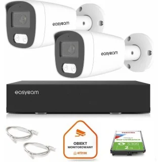 Zestaw do monitoringu IP Easycam 2 kamery z POE EC-IP-B8MP30DL-W 8MPx