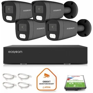 Zestaw do monitoringu IP Easycam 4 kamery z POE EC-IP-B8MP30DL-G 8MPx