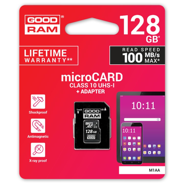 KARTA PAMIĘCI microSD GOODRAM UHS1 CL10 128GB + ADAPTER 100MB
