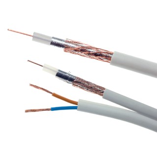 Przewód kabel koncentryczny z zasilaniem do CCTV BIAŁY K60+2x0,5mm2 ELEKTROKABEL 1m