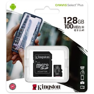 Karta pamięci Kingston Canvas Select Plus 128GB 100MB microSDXC CL10 UHS-I Card + SD Adapter