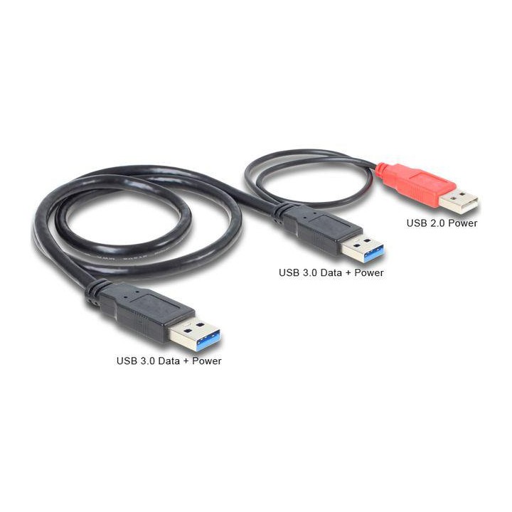 KABEL USB-A(M)+POWER USB-A(M)-*USB-A(M) 3.0 0.6M CZARNY
