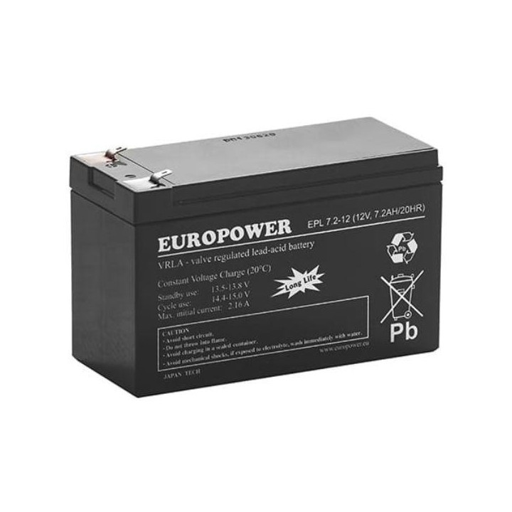 Akumulator AGM EUROPOWER serii EPL 12V 7,2Ah T1