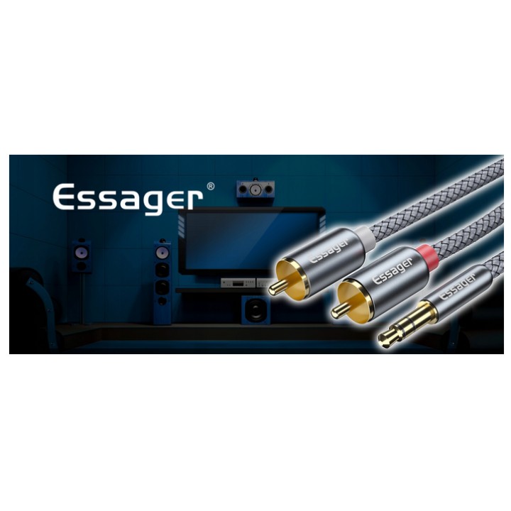 Kabel ESSAGER minijack (3,5 mm) - 2x RCA (cinch) 3 m