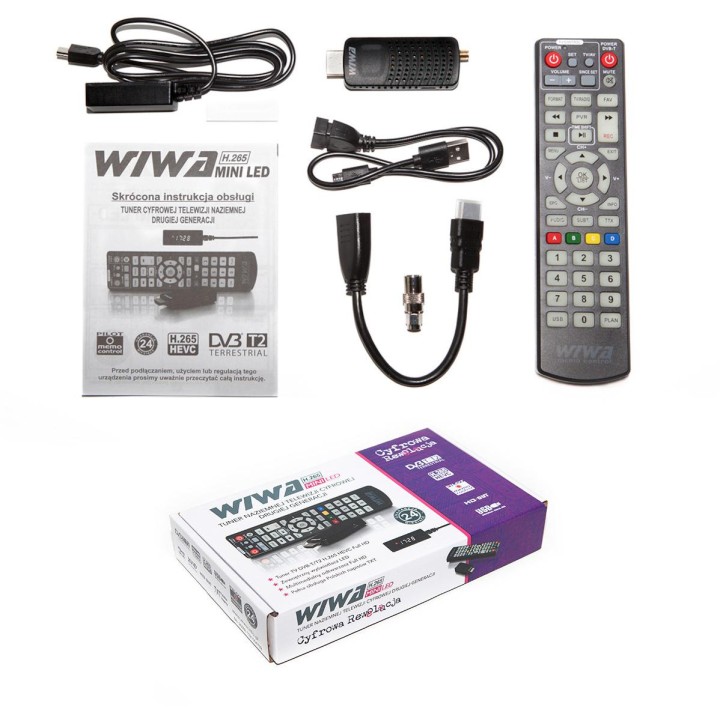 Tuner DVB-T/T2 WIWA H.265 MINI LED