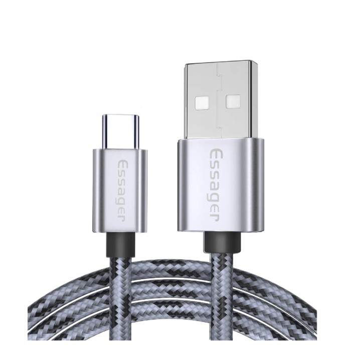 Kabel USB ESSAGER 1m QC3.0 3A typ C GREY