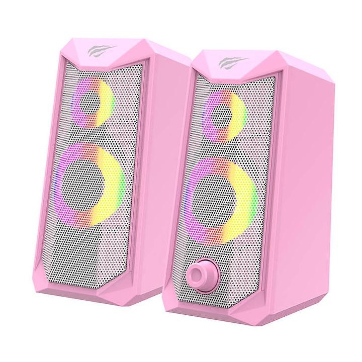 Głośniki komputerowe Havit SK202 pink 2.0 RGB (różowe)