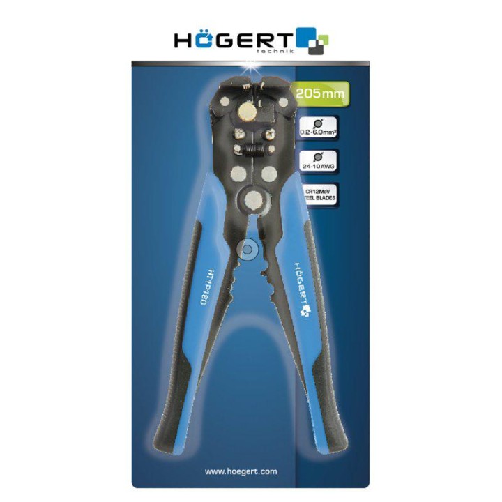 Hoegert HT1P181 Automatyczny ściągacz izolacji 205 mm, 0.2-6.0 mm2
