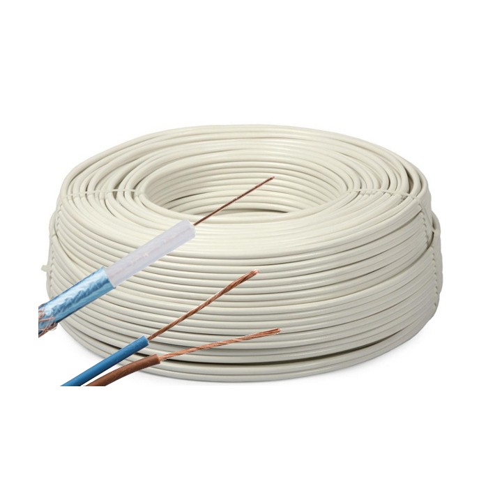 Przewód kabel koncentryczny z zasilaniem do CCTV BIAŁY K60+2x0,5mm2 GETFORT 1m