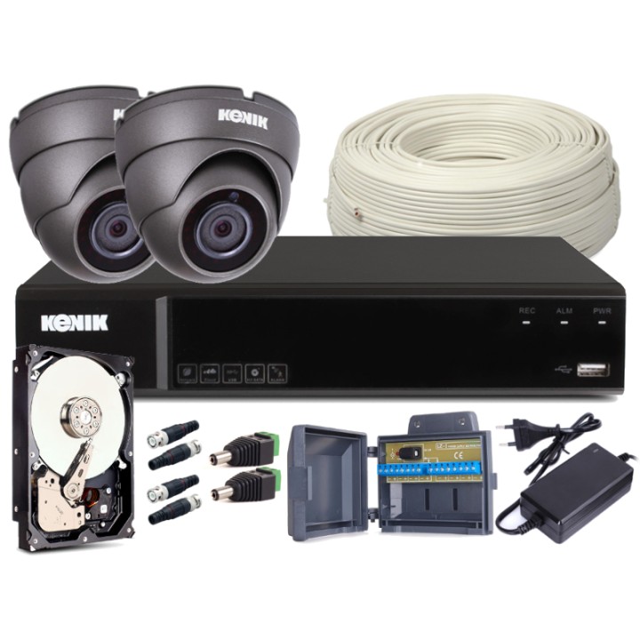 Zestaw CCTV, 2x Kamera HD/IR20, Rejestrator 4k. + 1TB